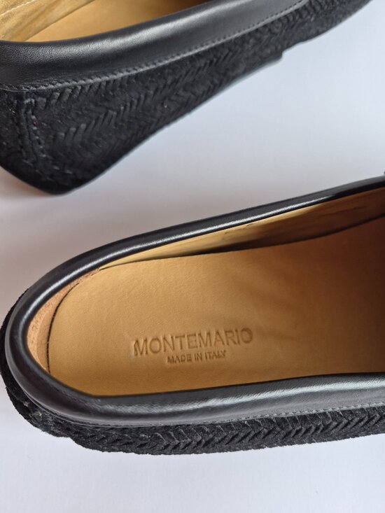 NEW Montemario Men\'s Black Suede Leather Slip on Loafers Moccasin Shoes